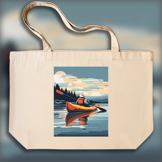 Tote bag - Clean, modern and edgy American illustration, Kayak  - 3279006658