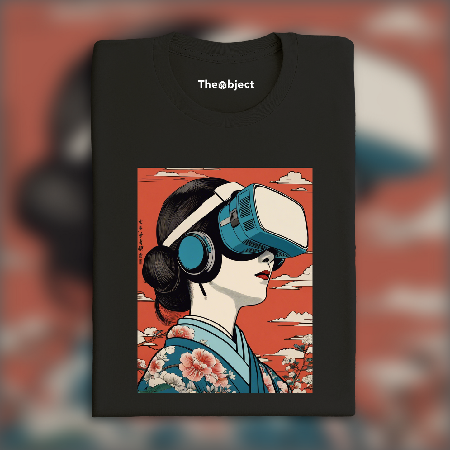 T-Shirt - Poetic ukiyo-e views, fleeting moments, close up of a women with a virtual reality headset - 146381944