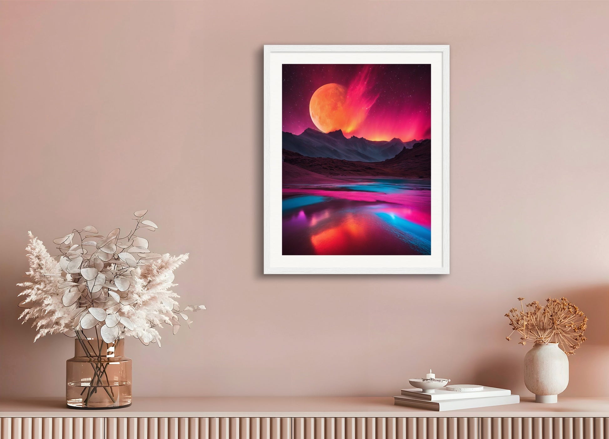 Poster with wood frame: Luminescent neon photolab, Astronomy