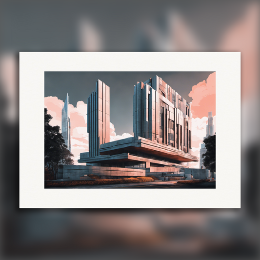 Poster - Neo-pop art, Brutalist architecture, city - 1926590654