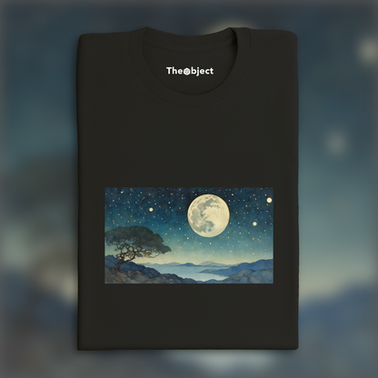 T-Shirt - Illustration enchanteresse aux détails fantastiques, Lune et ciel étoilé - 2177448672