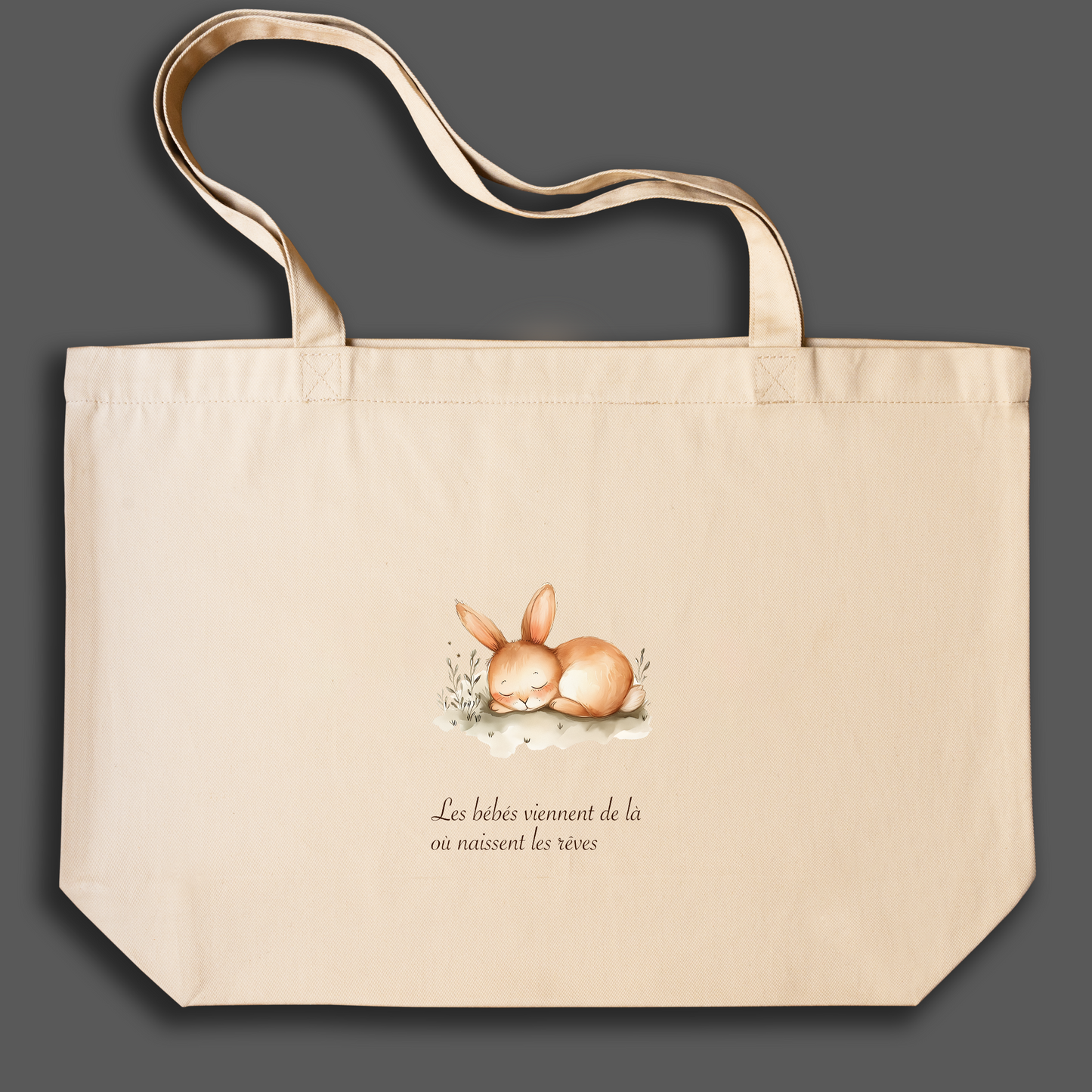 Tote bag - Les bébés viennent de là où naissent les rêves, cadeau de naissance