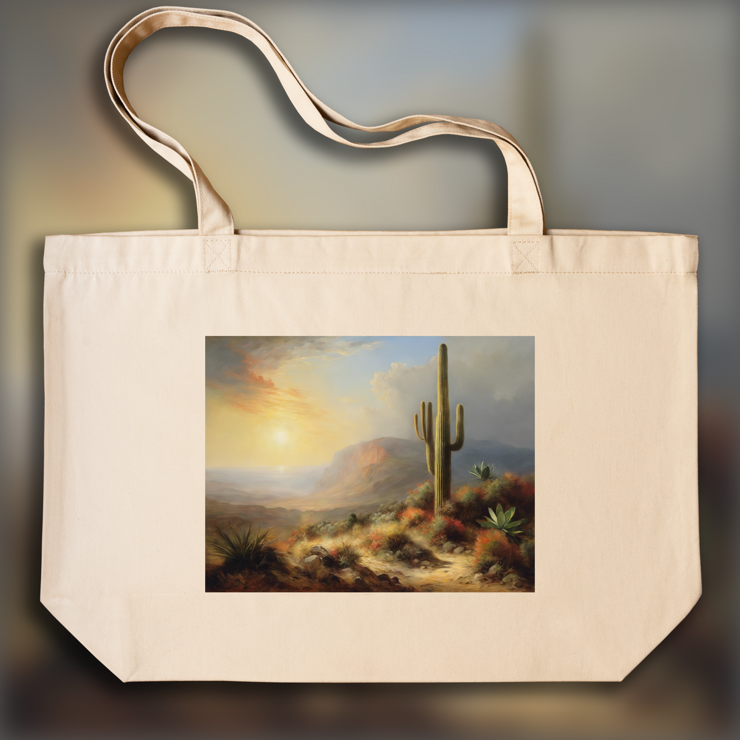 Tote bag - Tumultuous play of light and atmosphere, evoking power and ethereal beauty, Cactus - 1805111264