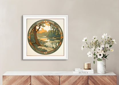 Poster with wood frame: , River