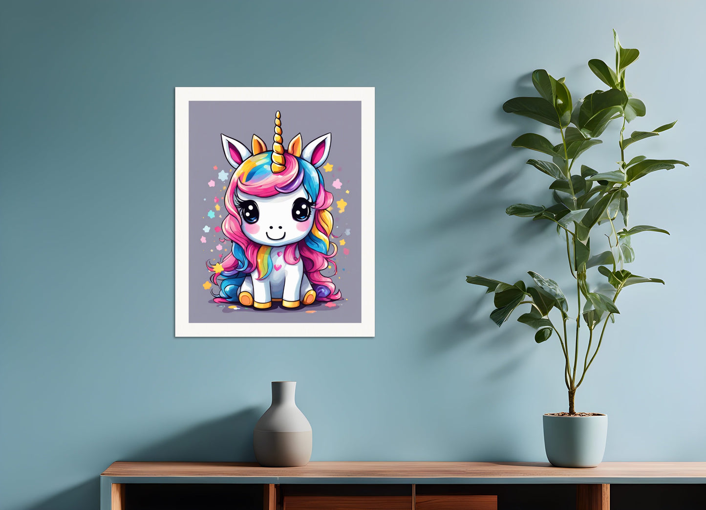 Poster: Japanese contemporary Kawaii artist, A baby cute unicorn