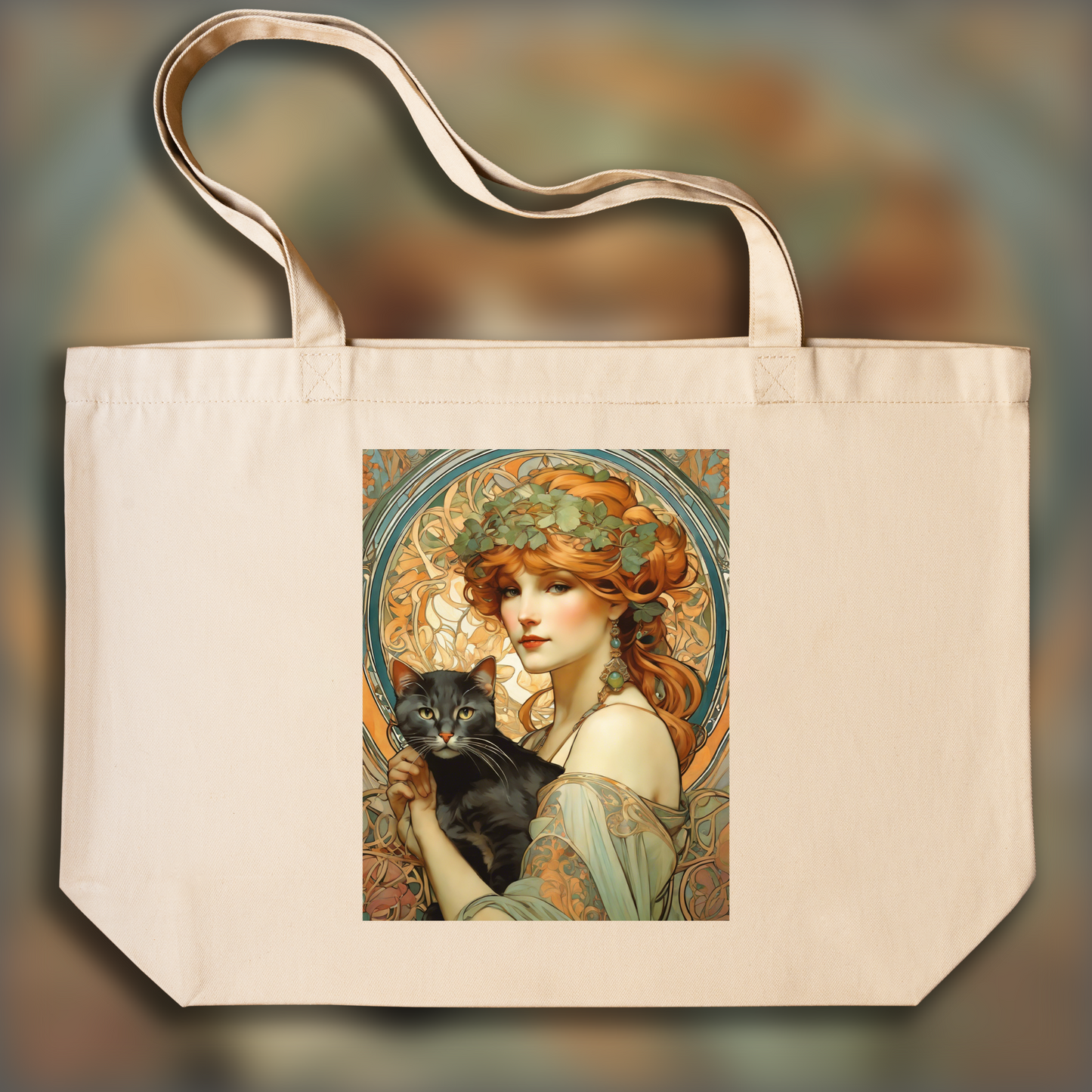 Tote bag - Enchanting fusion of ornate lines and flowing shapes, Cat - 2798202489