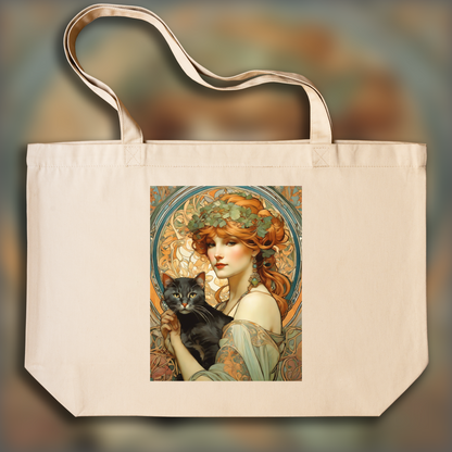 Tote bag - Fusion enchantée de lignes ornées et de formes fluides, Chat - 2798202489