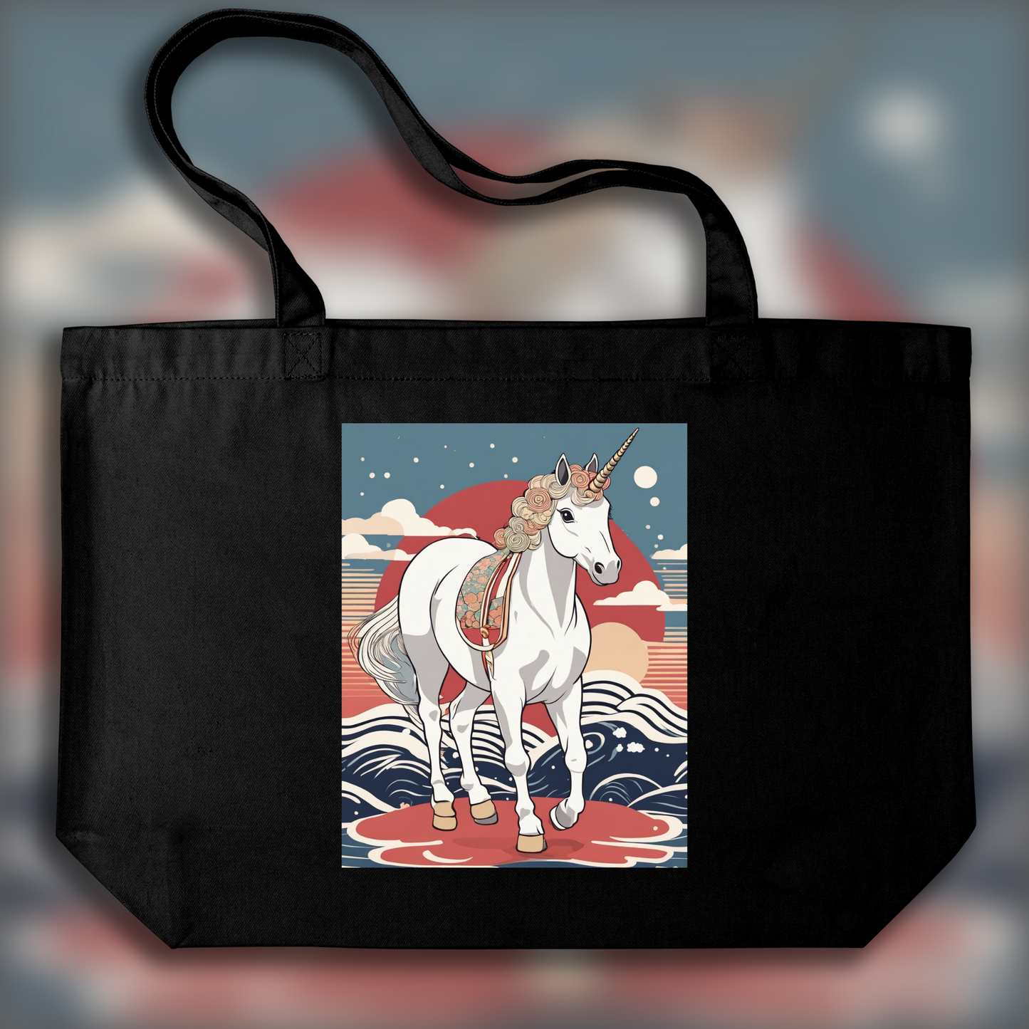 Tote bag - Ukiyo-e, A baby cute unicorn - 579983949