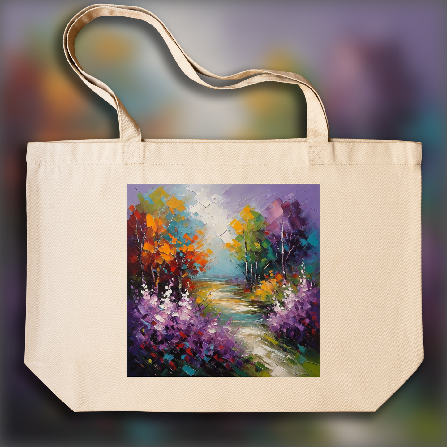 Tote bag - Scottish Abstract Expressionist Painting, Lilac - 1591056441