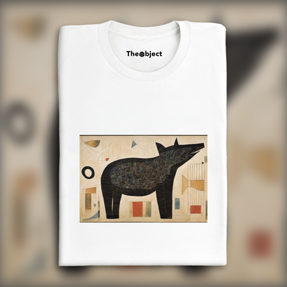 T-Shirt - Abstract compositions with fanciful shapes, a black animal - 2589581939