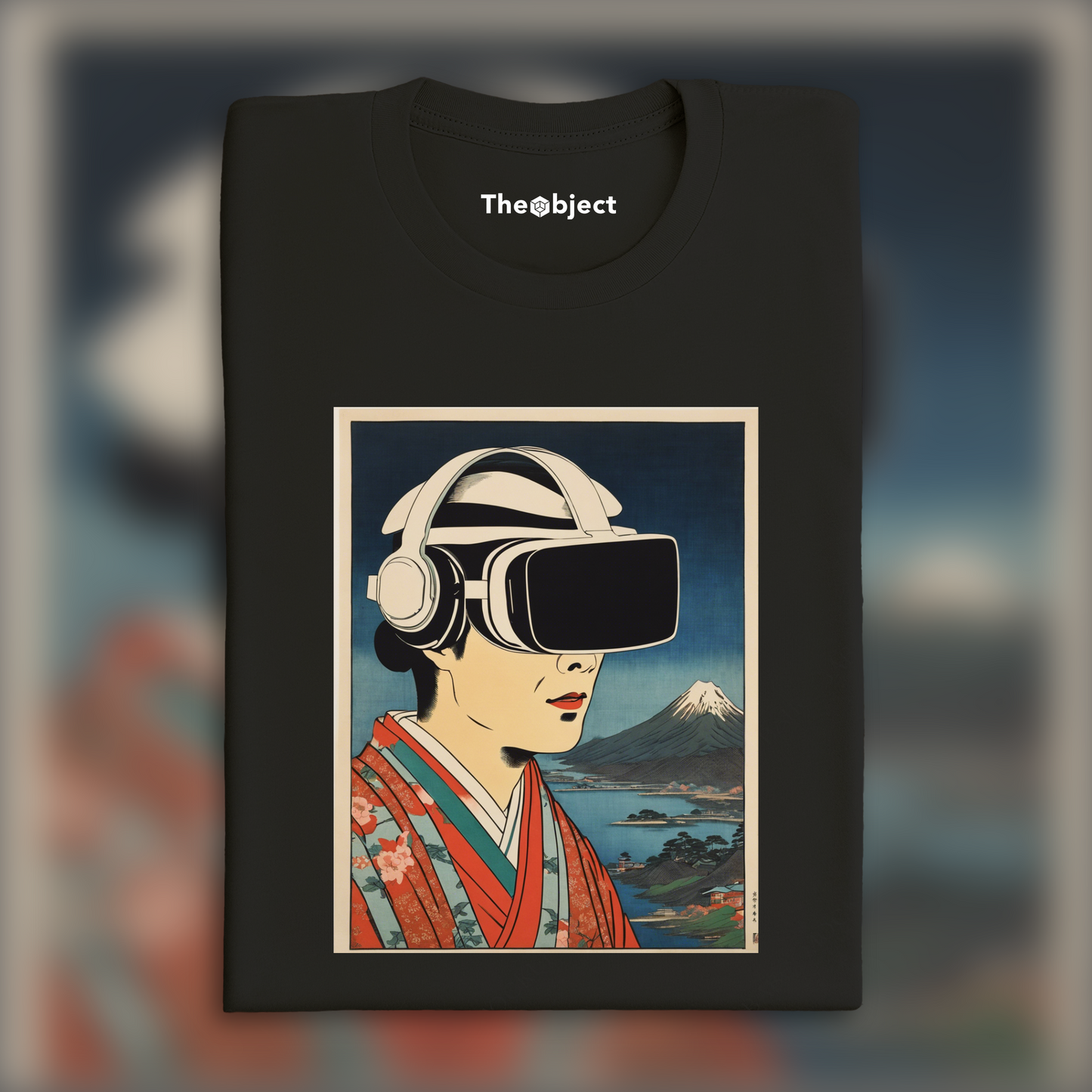 T-Shirt - Poetic ukiyo-e views, fleeting moments, close up of a men with a virtual reality headset - 3570796275