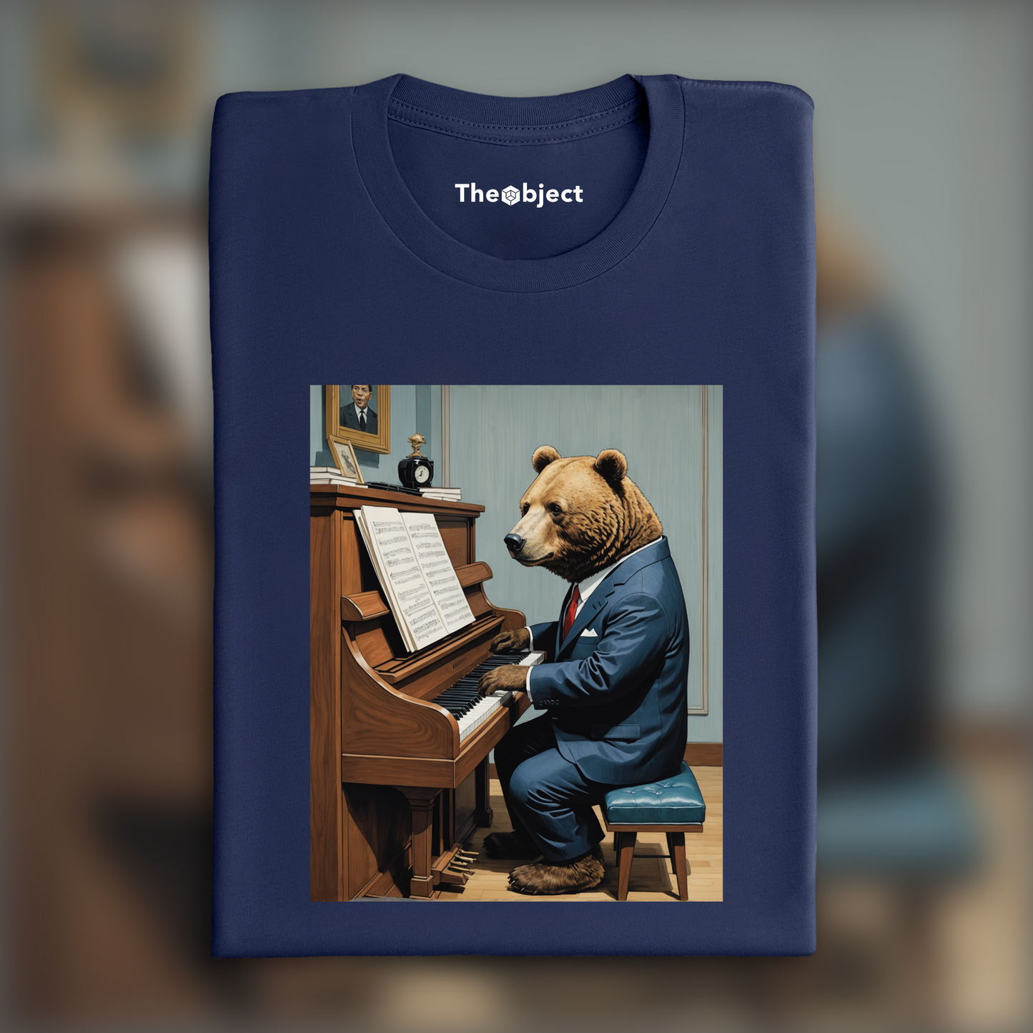 T-Shirt - Contemporary Japanese kawaii artist, bear in suit plays piano - 2777573109