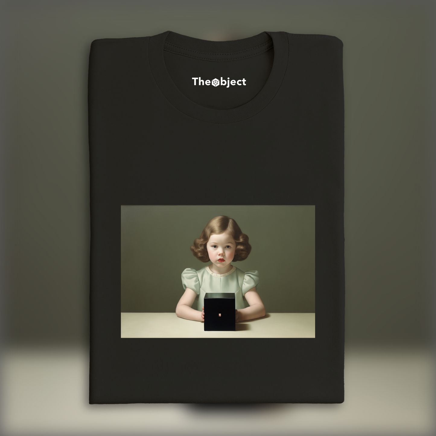 T-Shirt - Formal portraits of children with aristocratic rigidity, Girl holding a mysterious black cube - 261773419