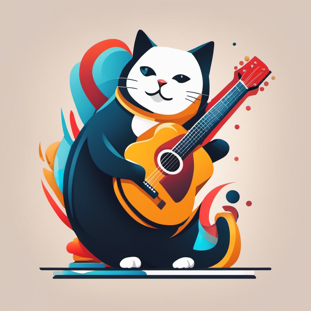 Affiche - Icône flat, le chat joue de la guitare - 2686688866