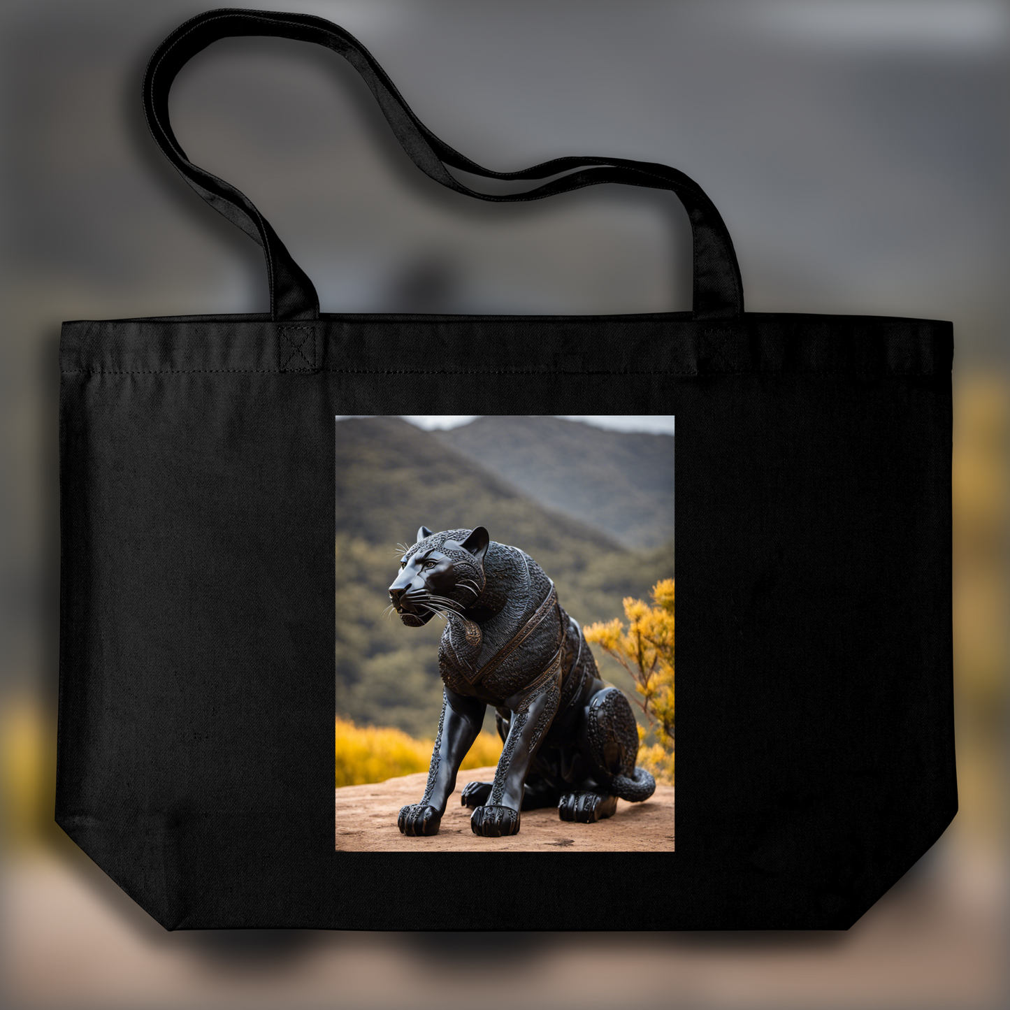 Tote bag - African art (sculpture), a black panther animal - 2772429159