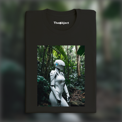 T-Shirt - Realistic photography, a white ghost in the shell cyborg in the Seychelles jungle - 2792670358