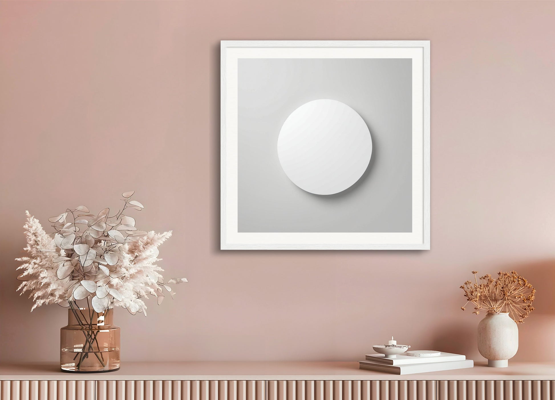 Poster with wood frame: Minimalism art, a circle