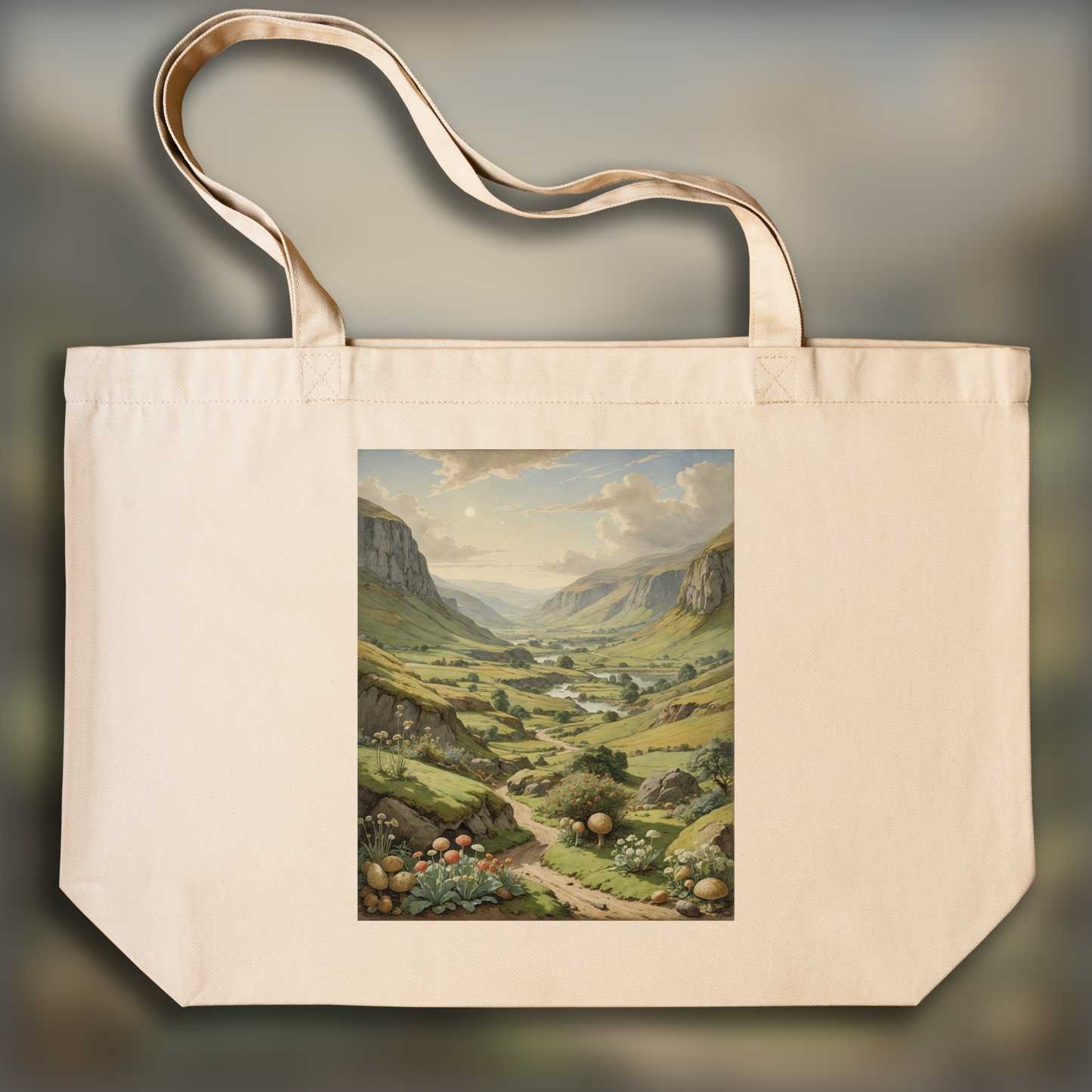 Tote bag - Charming tales, delicate British watercolors, Exoplanet landscape - 2864669920