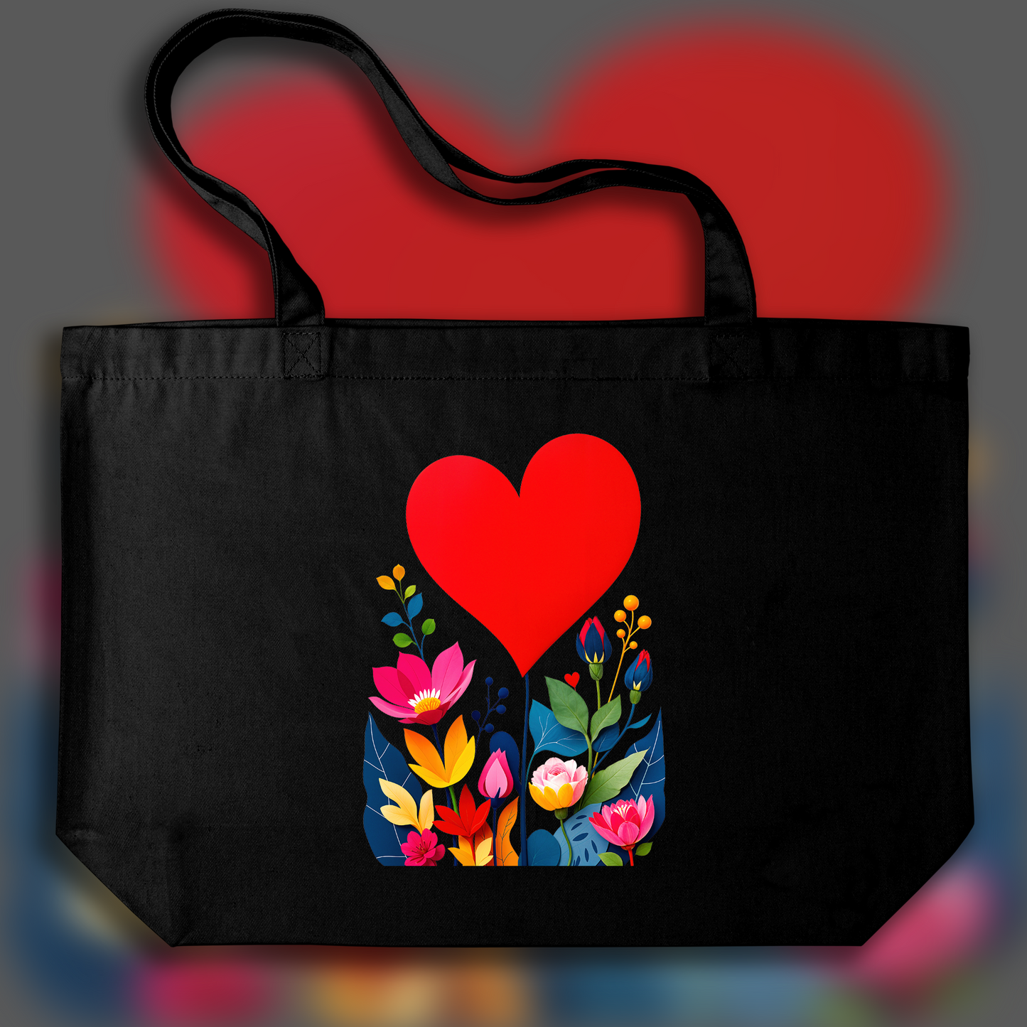 Tote bag - Découpes florales, un cœur