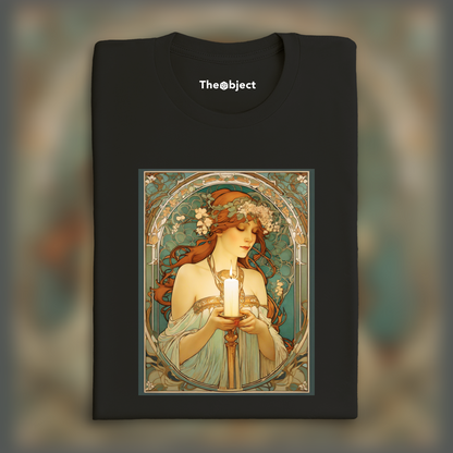 T-Shirt - Enchanting fusion of ornate lines and flowing shapes, Candle - 3551344323