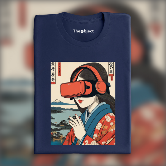 T-Shirt - Vues poétiques ukiyo-e, moments fugaces, close up of a women with a virtual reality headset - 4035442234