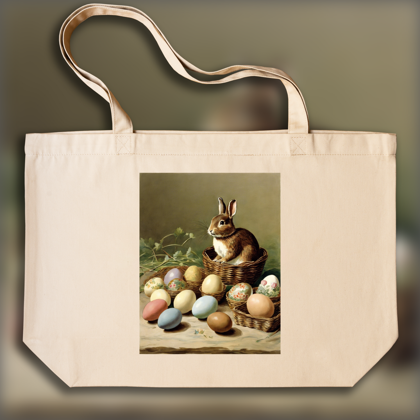 Tote bag - Charming tales, delicate British watercolors, Chocolate eggs  - 2677289440