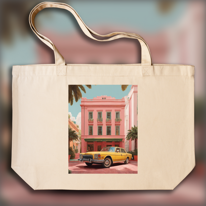 Tote bag - Cinématographie symétrique à la palette de couleurs épurée, Voiture - 3173800193