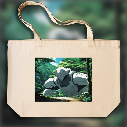 Tote bag - Atmosphère Akira (anime), a white ghost in the shell cyborg in the Seychelles jungle - 4124960360