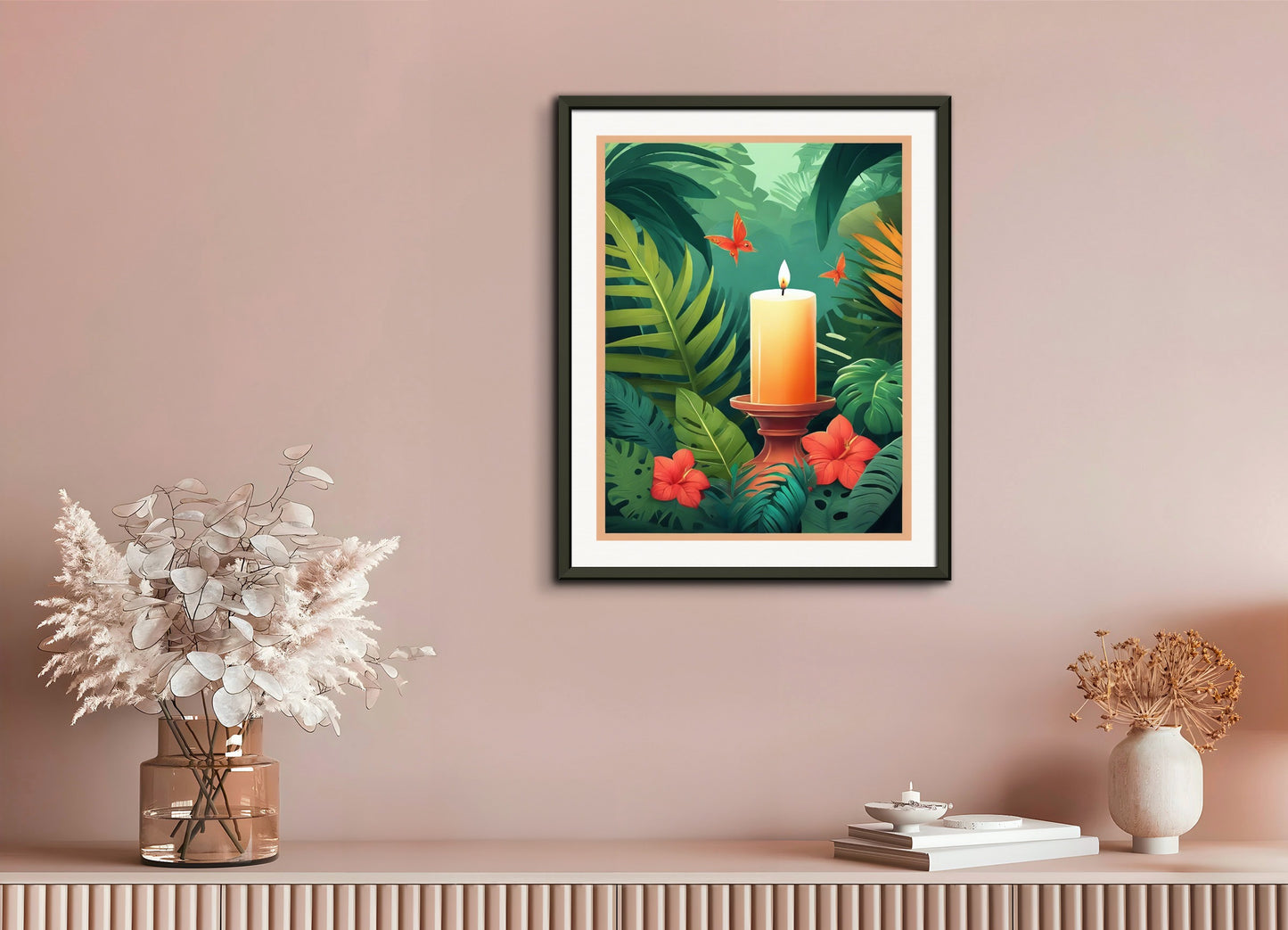 Poster with metal frame: Tropical jungle, Candle