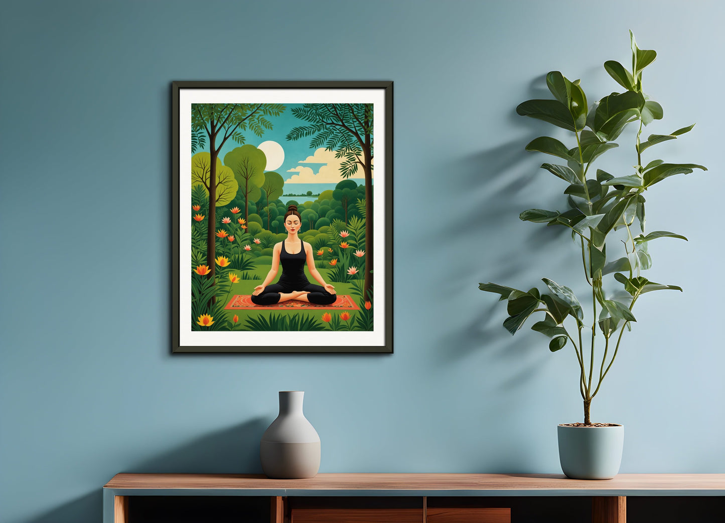 Poster with metal frame: Dreamlike and naive jungles with fanciful precision, Yoga