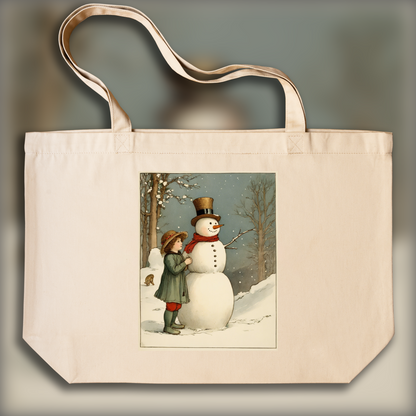 Tote bag - British illustrations, innocent and nostalgic childhood, Snowman - 1720294958