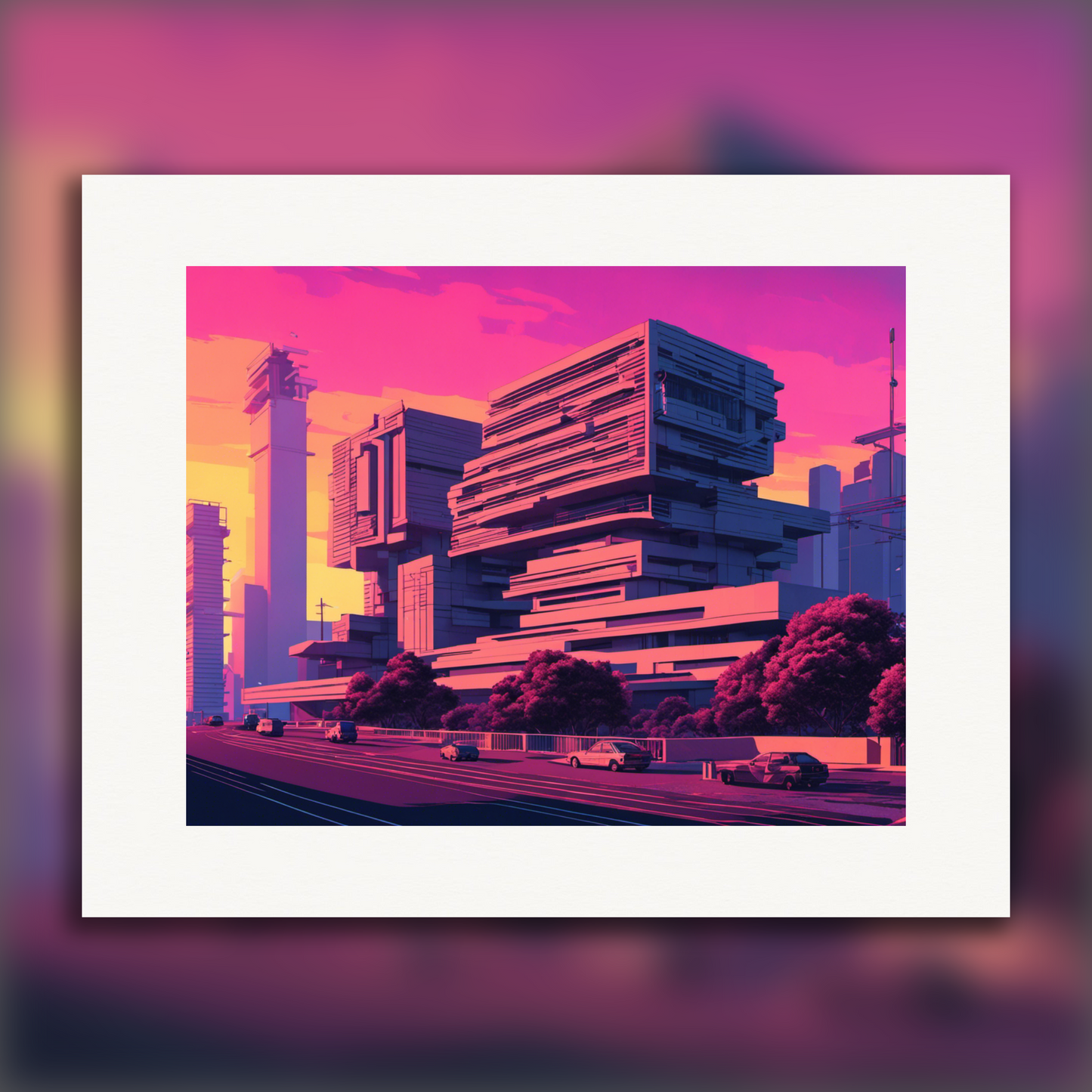 Affiche - Vaporwave, Brutalist architecture, city - 218220864