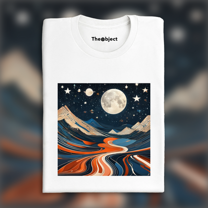 T-Shirt - Futurisme, Lune et ciel étoilé - 1287785752