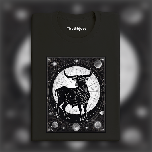 T-Shirt - Constellations beautiful drawing, black background, Astrology, Taurus sign - 2178827303