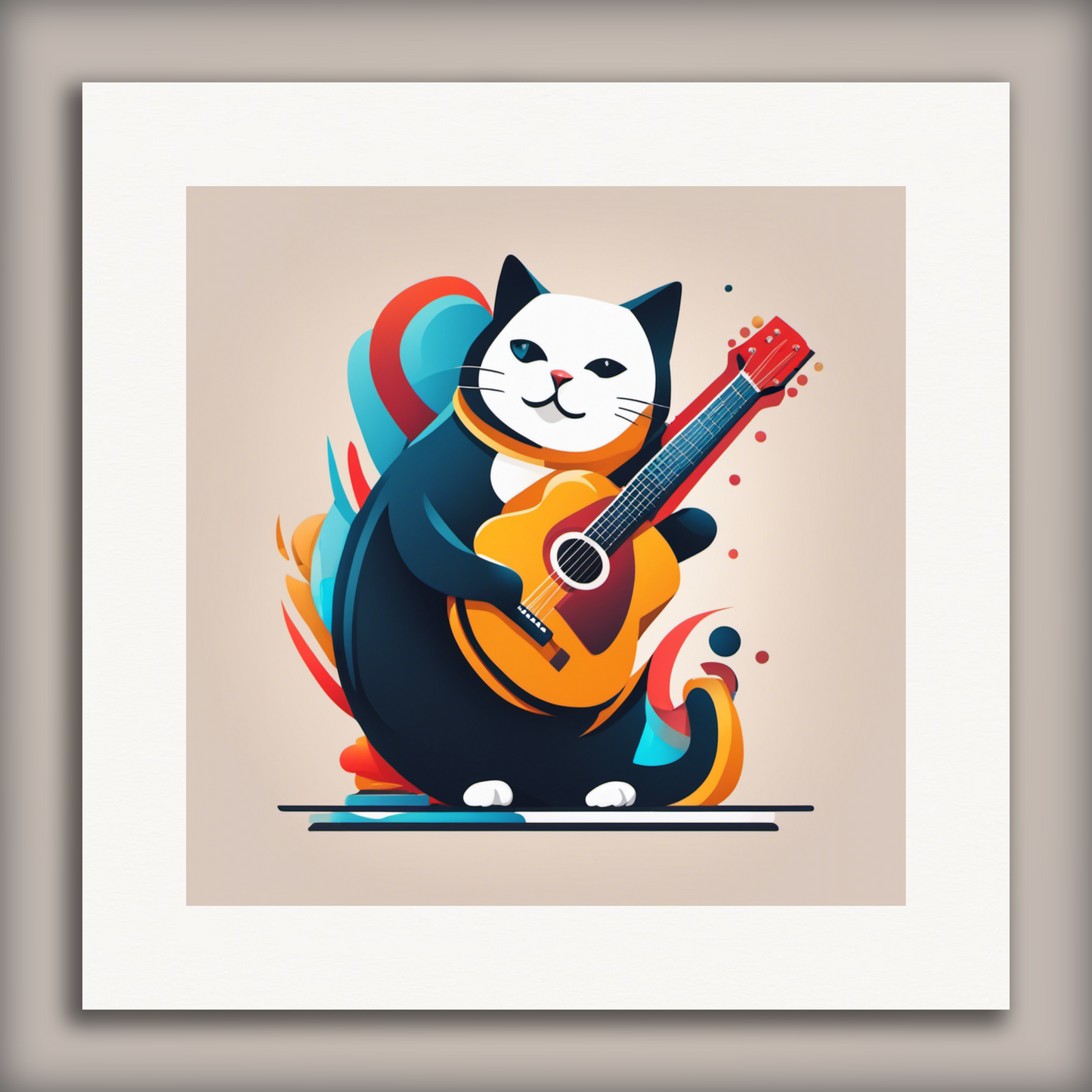 Affiche - Icône flat, le chat joue de la guitare - 2686688866