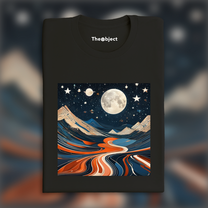 T-Shirt - Futurism, Moon and starry sky - 1287785752