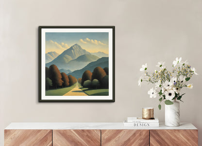 Poster with metal frame: Belgian surrealism, Mountains