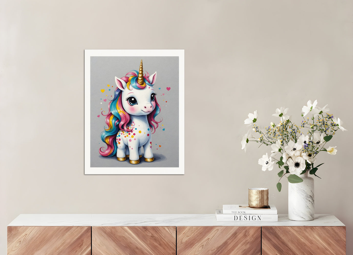 Poster: Japanese contemporary Kawaii artist, A baby cute unicorn