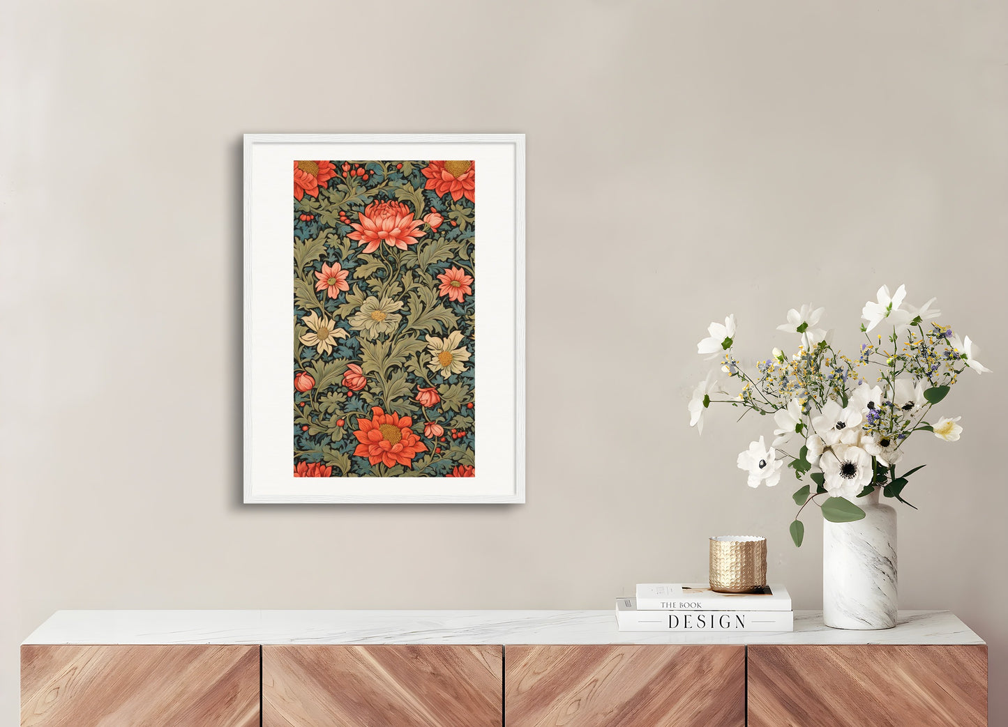 Poster with wood frame: William Morris, Flower