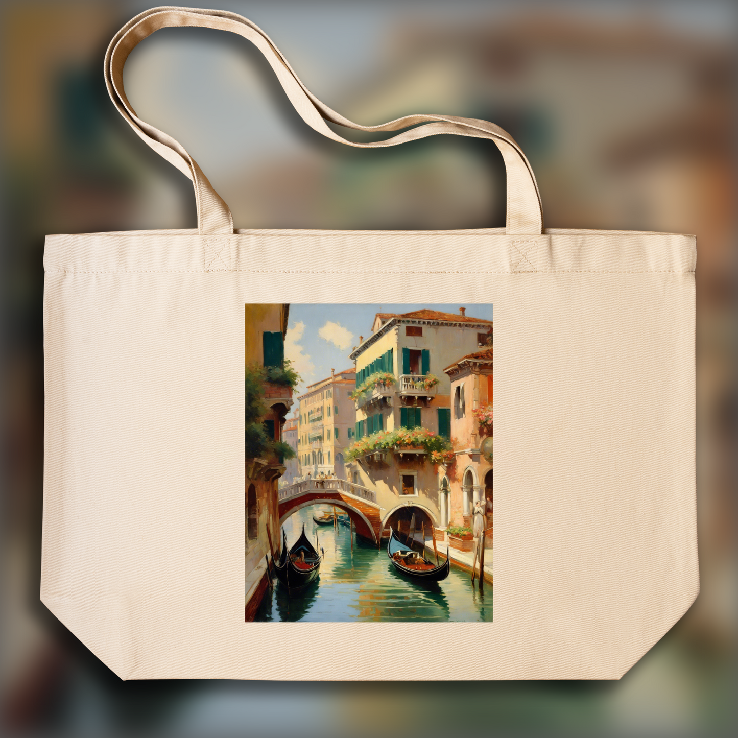 Tote bag - Scène romantique capturant la beauté et délicatesse des fleurs, Venice - 41768431