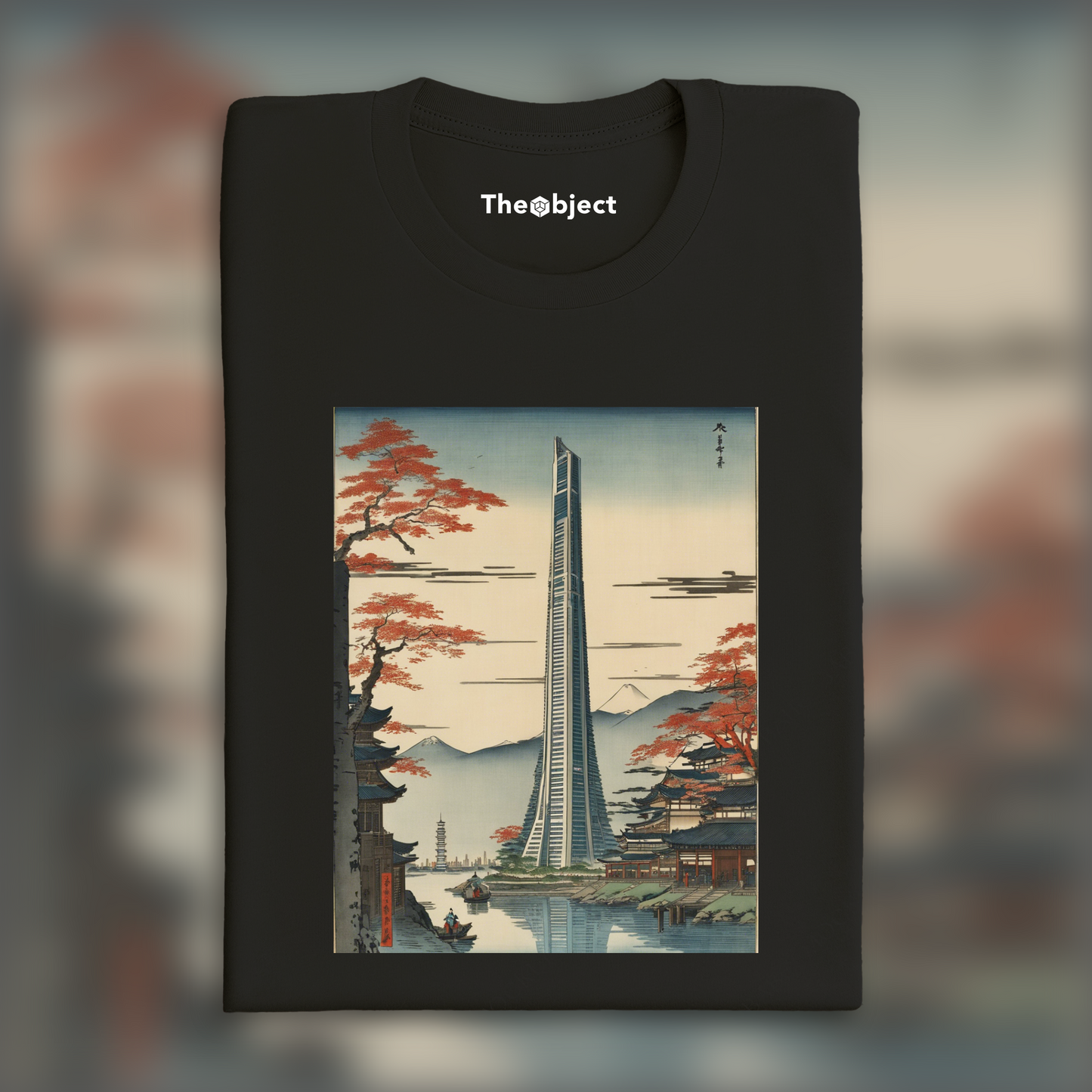 T-Shirt - Poetic ukiyo-e views, fleeting moments, futuristic skyscraper - 4201111836