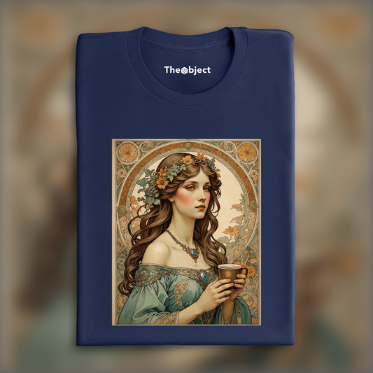 T-Shirt - Enchanting fusion of ornate lines and flowing shapes, Coffee - 148967204