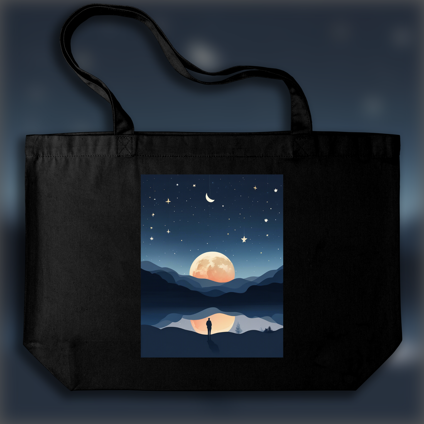 Tote bag - Minimalist art, Moon and starry sky - 808489923