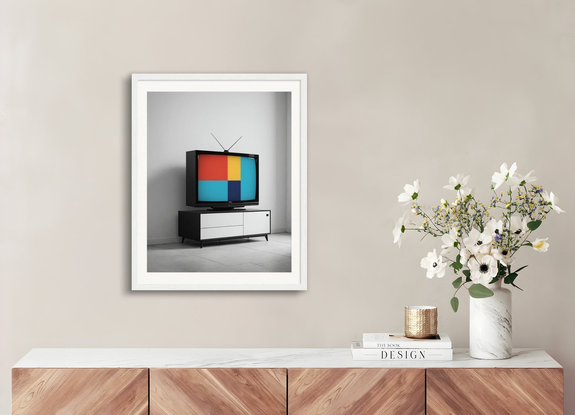 Poster with wood frame: Minimalist abstract art, Television