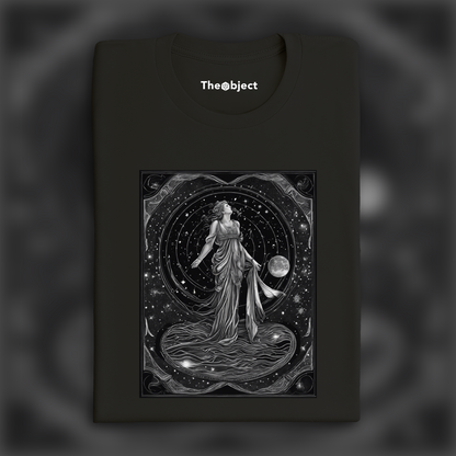 T-Shirt - Constellations beautiful drawing, black background, Astrology, Aquarius, the Water bearer - 3710183016