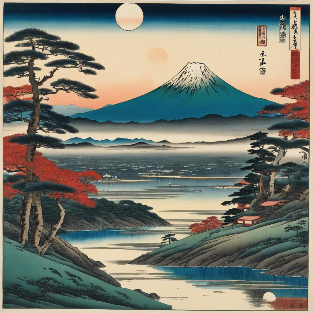 Affiche - Vues poétiques ukiyo-e, moments fugaces, Paysage exoplanète - 508767227