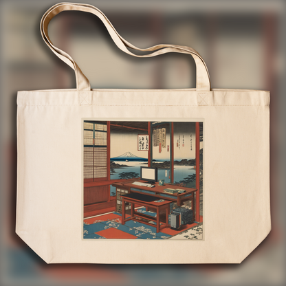 Tote bag - Poetic ukiyo-e views, fleeting moments, a computer on a table - 204780258