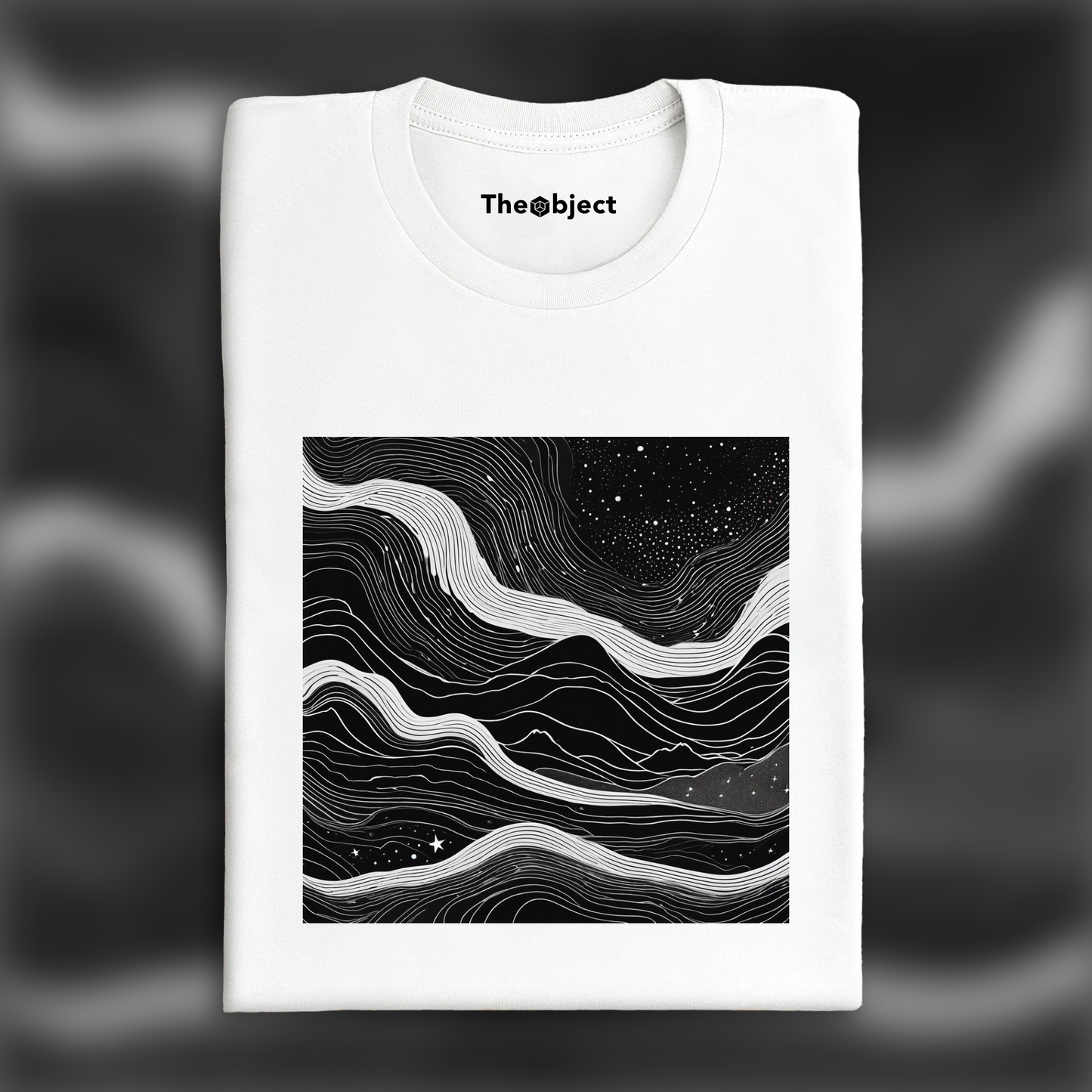 T-Shirt - Topographic lines on cosmic background, Coffee - 3814488386