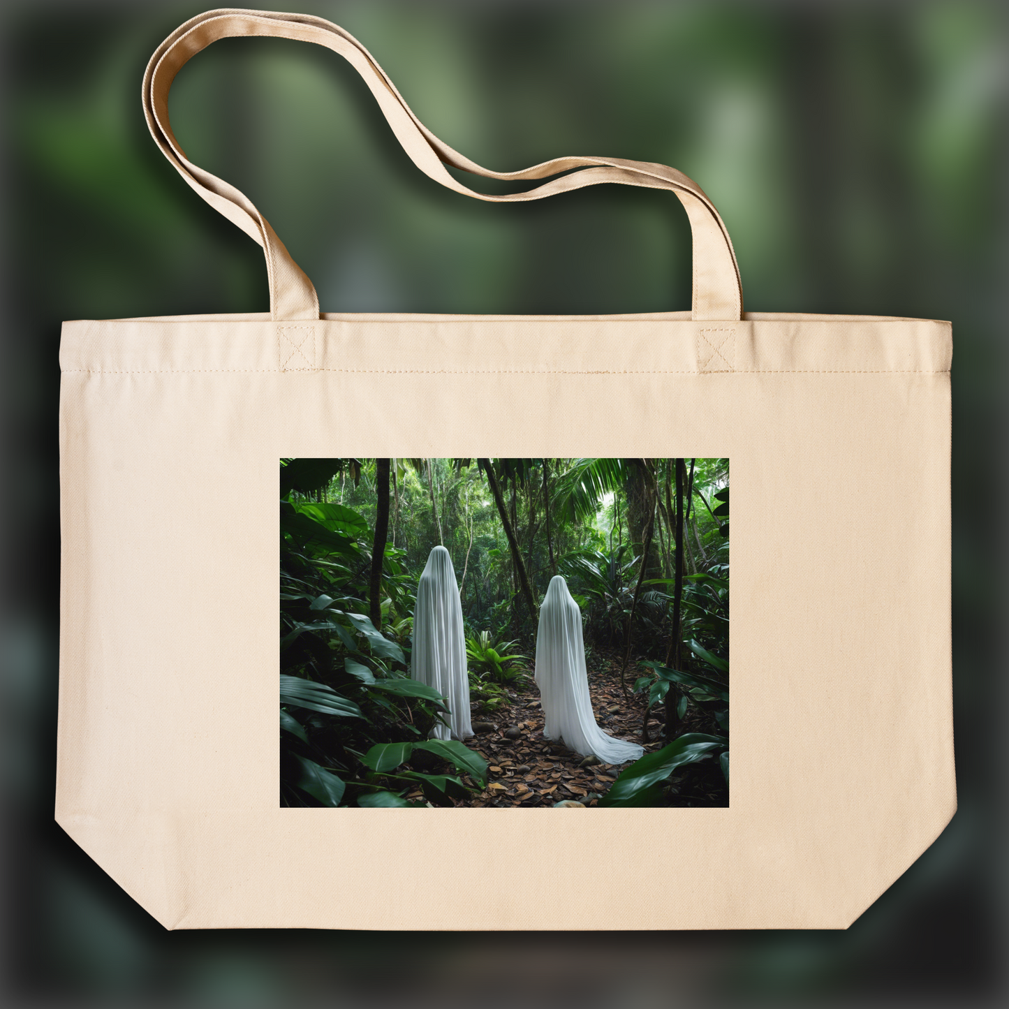 Tote bag - Realistic photography, Ghost in The Seychelles in jungle - 3444550047