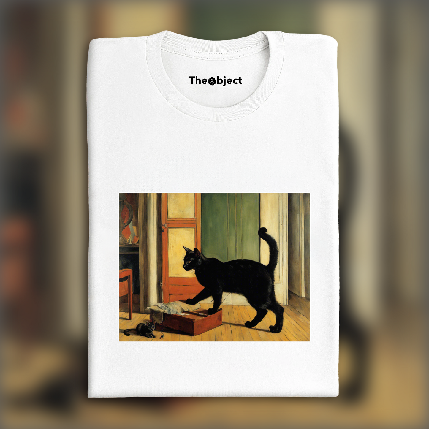 T-Shirt - French figurative painting of the 20th century, a black cat - 1622922722